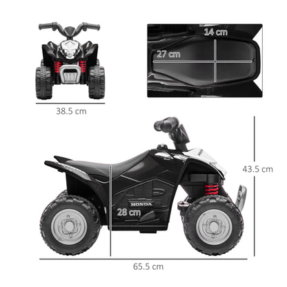 Black Quad Bike for Children 18-36 months with LED lights, Horn and Pedals | 65.5x38.5x43.5 cm - Borgè