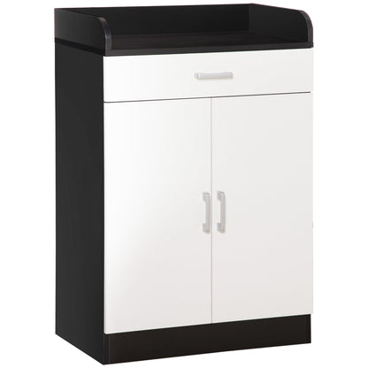 cabinet with drawer and adjustable shelf for kitchen, living room and antechamber, in MDF, 60x40x90cm, black and white - Borgè