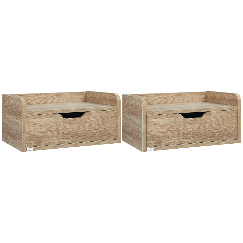 Set 2 bedside tables suspended in chipboard for bedroom and living room, 40x30x19.5 cm - Borgè