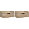 Set 2 bedside tables suspended in chipboard for bedroom and living room, 40x30x19.5 cm - Borgè
