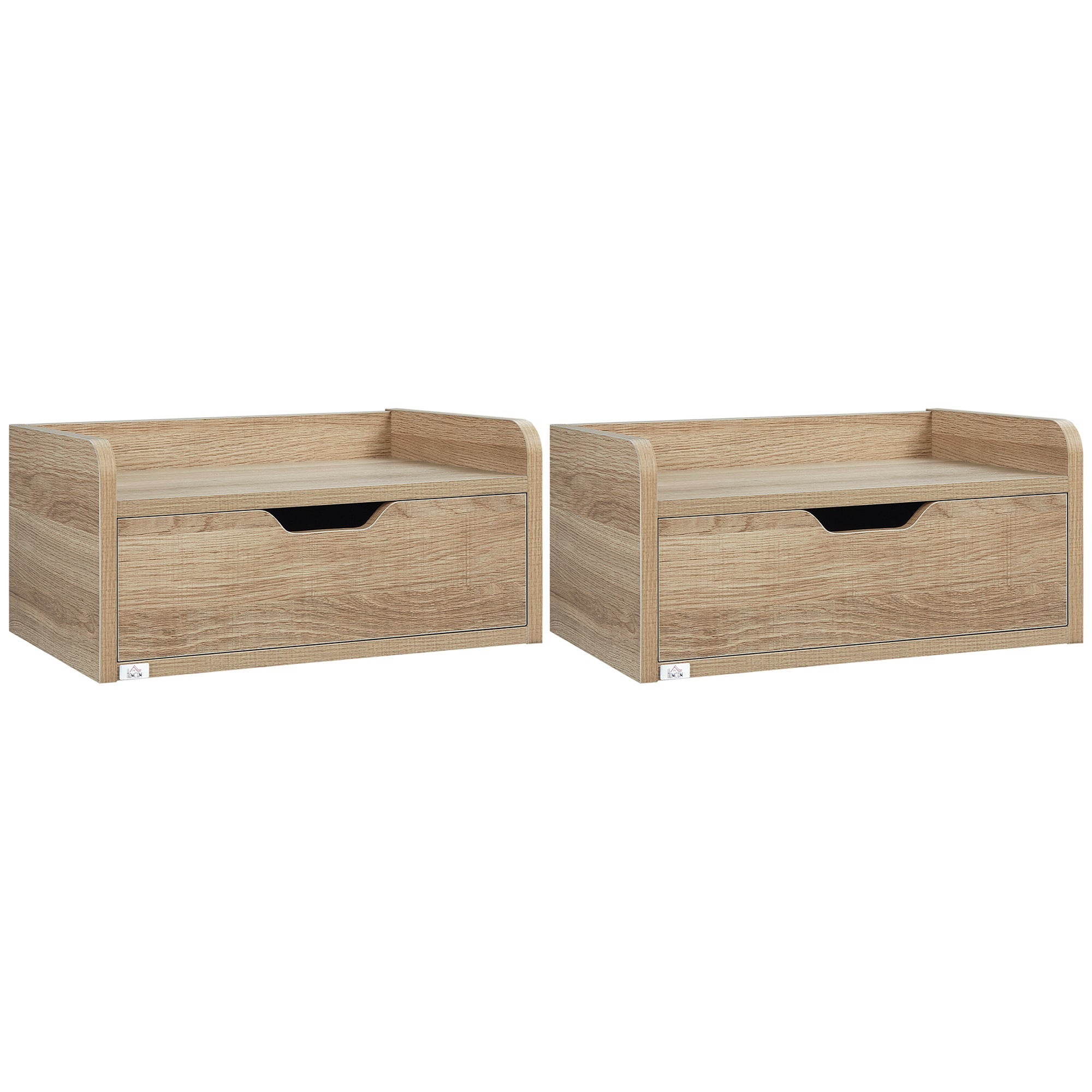 Set 2 bedside tables suspended in chipboard for bedroom and living room, 40x30x19.5 cm - Borgè