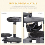 4-Tier Cat Tree with Hammock, Natural Sisal Plush Platforms, 132cm Height, Grey 4.8 (25) - Borge' Group Limited