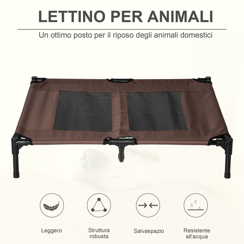 Dog Bed in Metal and Breathable Oxford Fabric, 92x76x18 cm Brown and Black - Borge' Group Limited