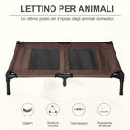 Dog Bed in Metal and Breathable Oxford Fabric, 92x76x18 cm Brown and Black - Borge' Group Limited