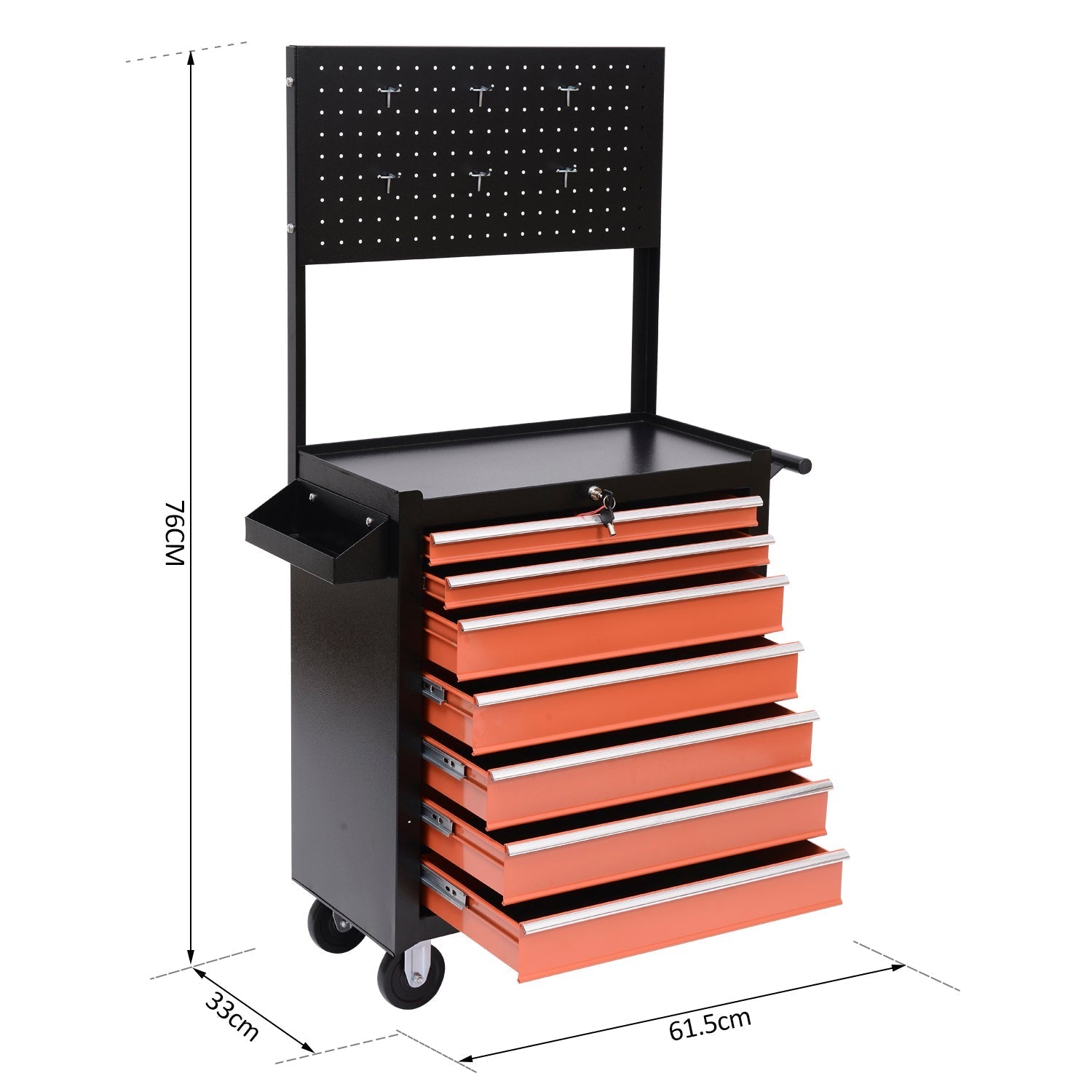 Homcom Tools Trolley Tools with chest of drawers, black and orange, 61.5x33x76cm - Borgè