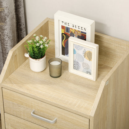 Wooden designer winner with 4 drawers, wheels and raised edges, 40x36x65cm, natural wood - Borgè