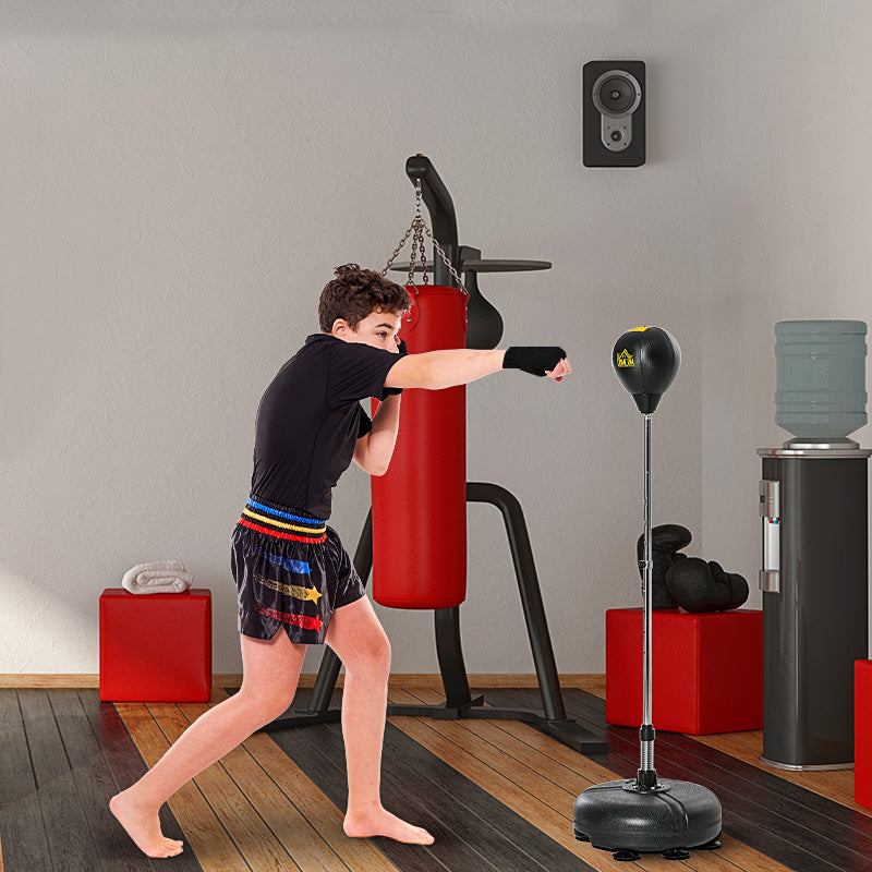 Boxing bag at adjustable height, gloves included, in pe and metal, 45x45x133-151cm, gold - Borge' Group Limited