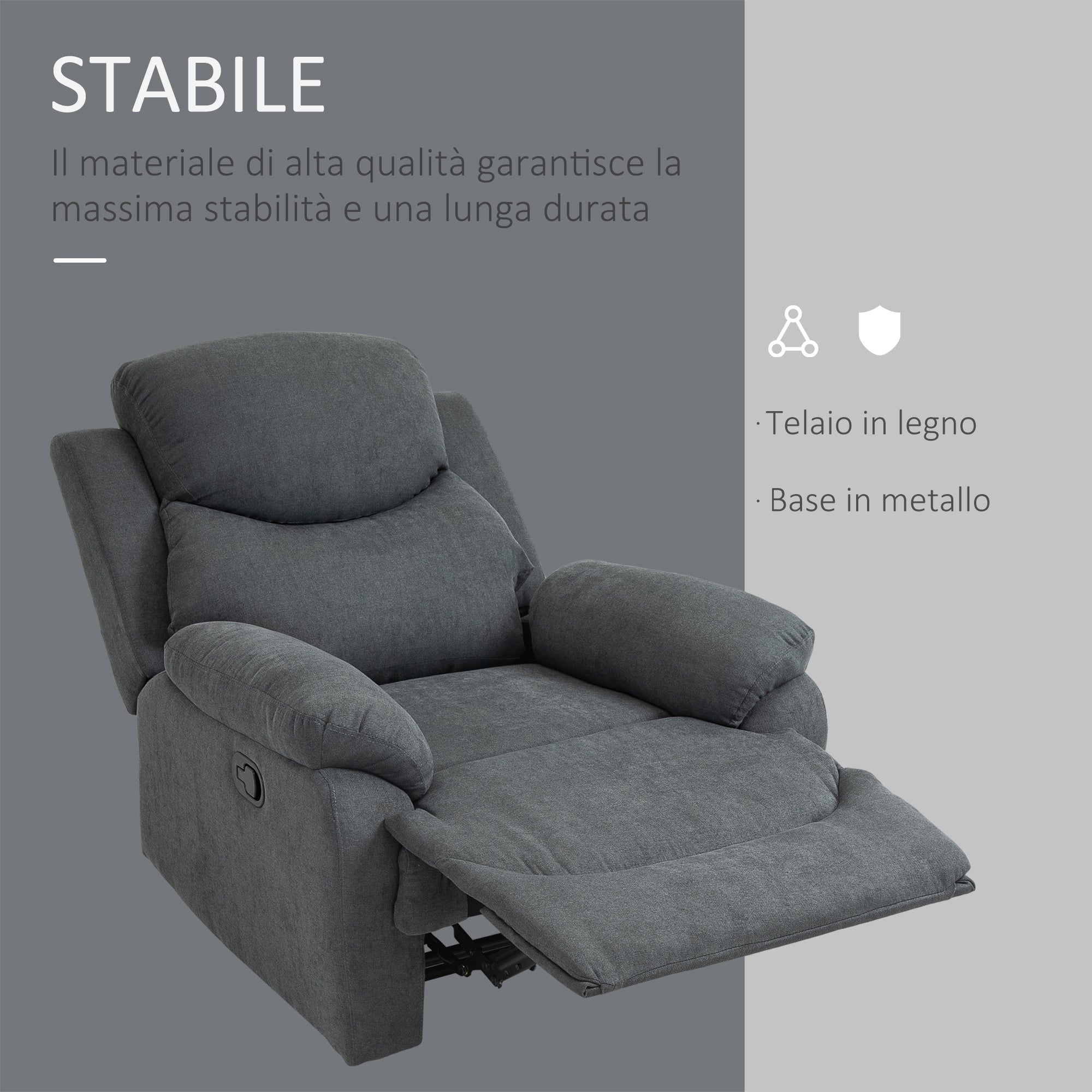 Relaxable Ergonomic Chair Relaxable Armchair With Reclinable backrest and footrests - Borgè