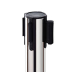 Silver Retractable Bollards | with black ribbon of 2m in Stainless Steel and Nylon | ф32x90cm - Borgè