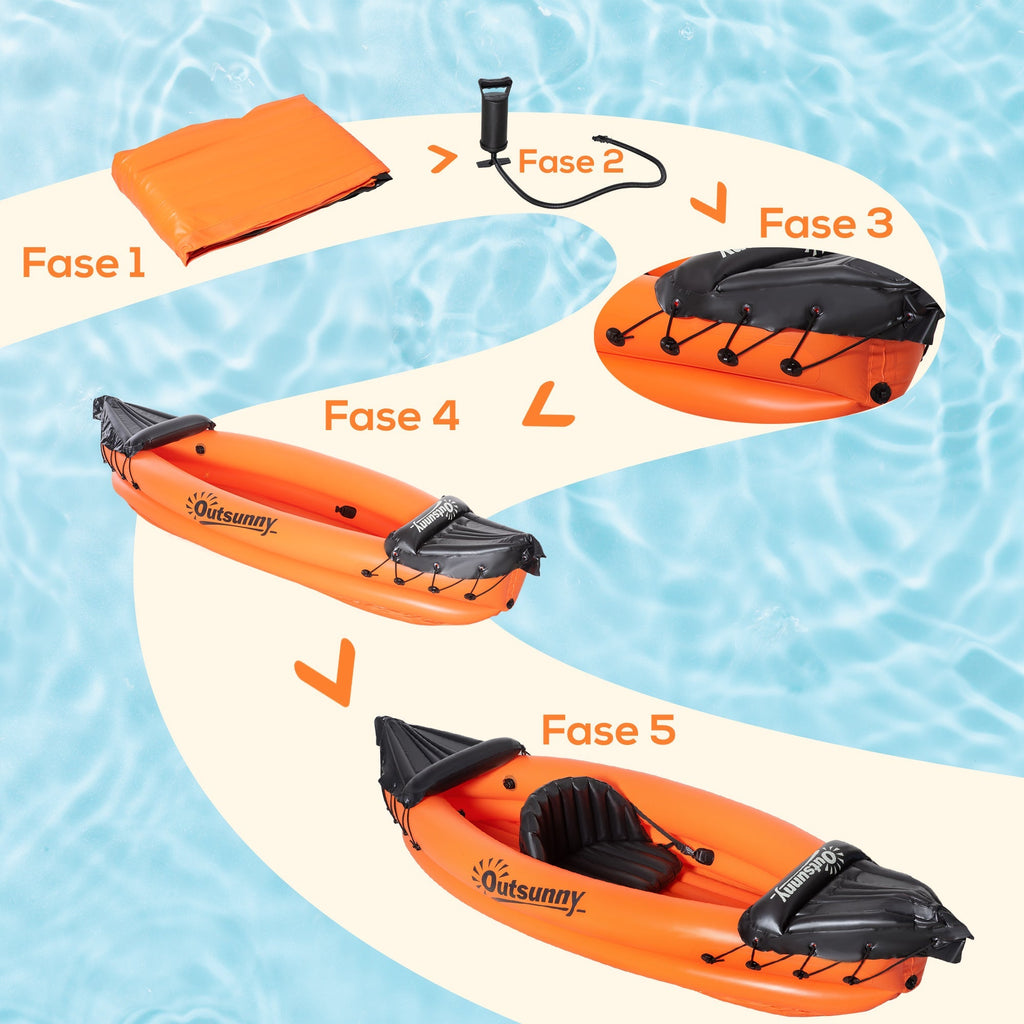 Orange 2 Seater Inflatable Canoeing / Kayak - Borge' Group Limited