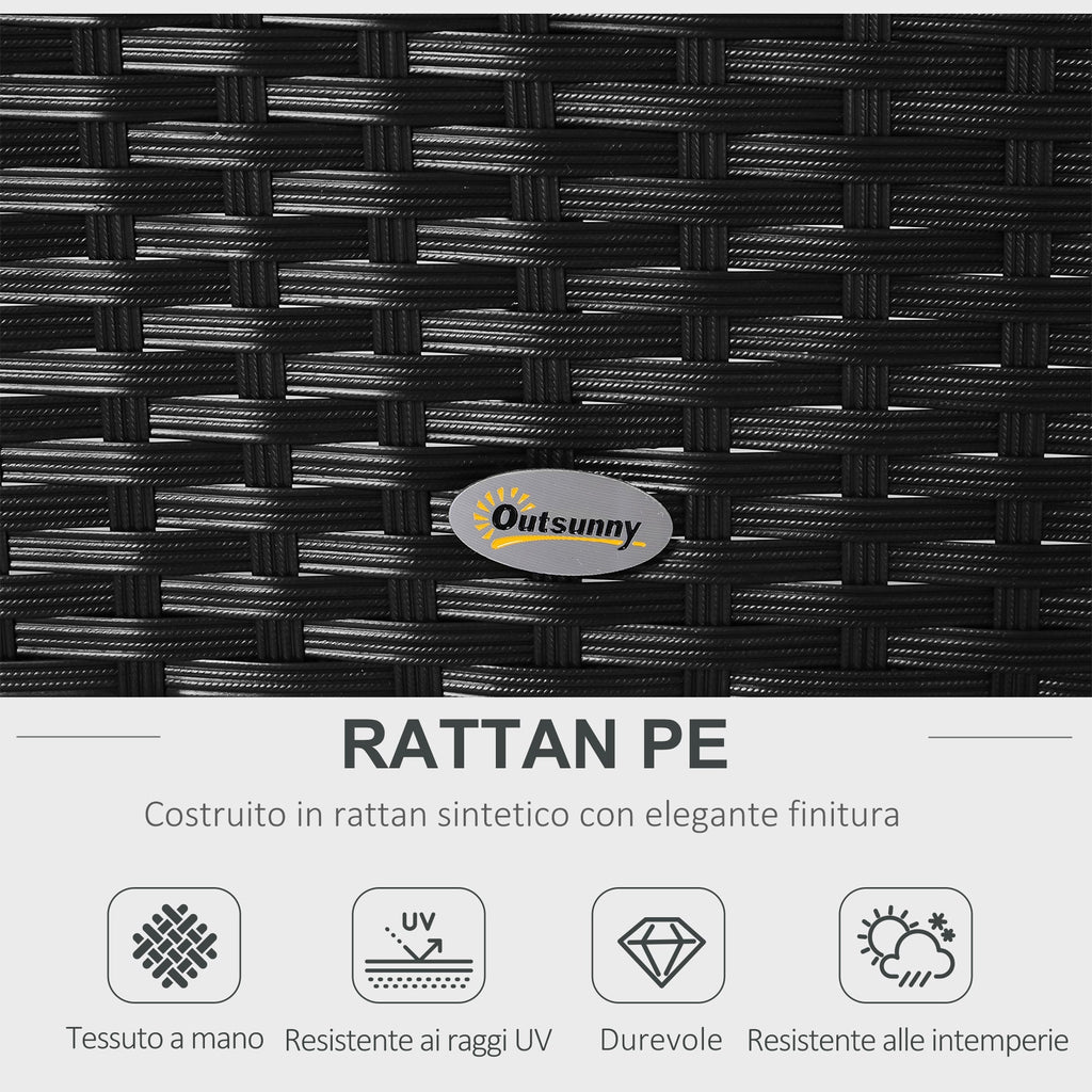 5-Piece Rattan Outdoor Sofa Set with Ottoman, Black and White Garden Lounge Set, 96cm x 68cm x 65cm - Borge' Group Limited