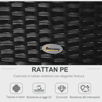 5-Piece Rattan Outdoor Sofa Set with Ottoman, Black and White Garden Lounge Set, 96cm x 68cm x 65cm - Borge' Group Limited