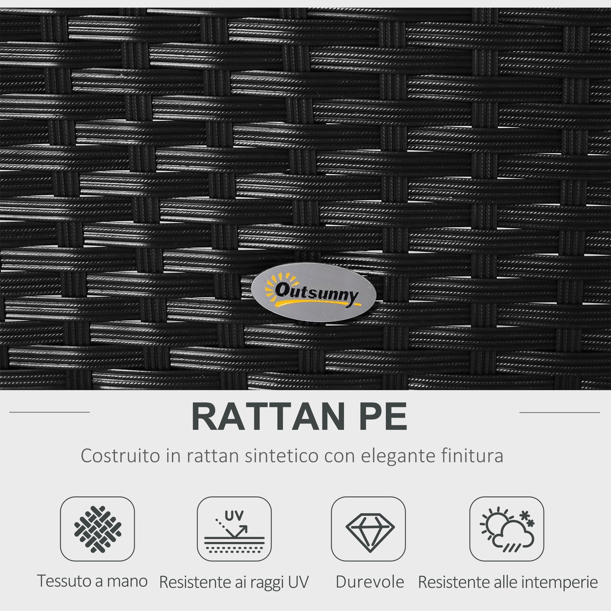 5-Piece Rattan Outdoor Sofa Set with Ottoman, Black and White Garden Lounge Set, 96cm x 68cm x 65cm - Borge' Group Limited