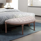 semicircular fundalet with wooden structure and chesterfield style padding beige 140.5x51x48cm - Borgè