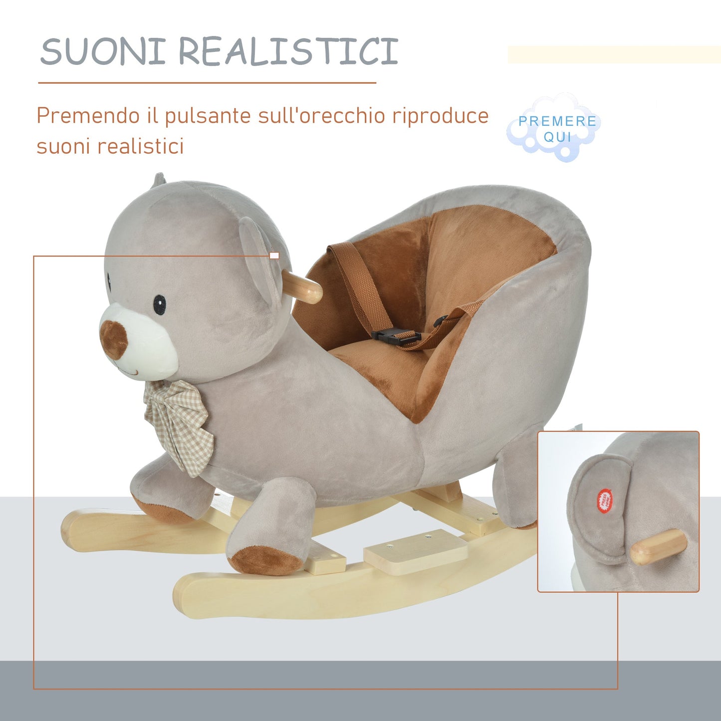 Homcom Orso for children's shaped swing 18-36 months - gray - Borgè