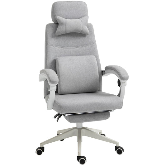 Ergonomic office armchair, lumbar cushion, pest and removable footrest, Grey 62x68x117-127cm - Borgè