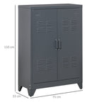 Multiuse cabinet 2 doors industrial style, metal locker for home and garage - Grey - Borgè