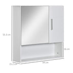 Kleankin Wooden Bathroom Mirror with 2 doors and open shelf, 54x15.2x55.3cm, White - Borgè