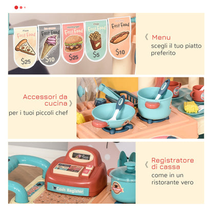 Kitchen for children 3-6 years with 50 accessories included - Borgè