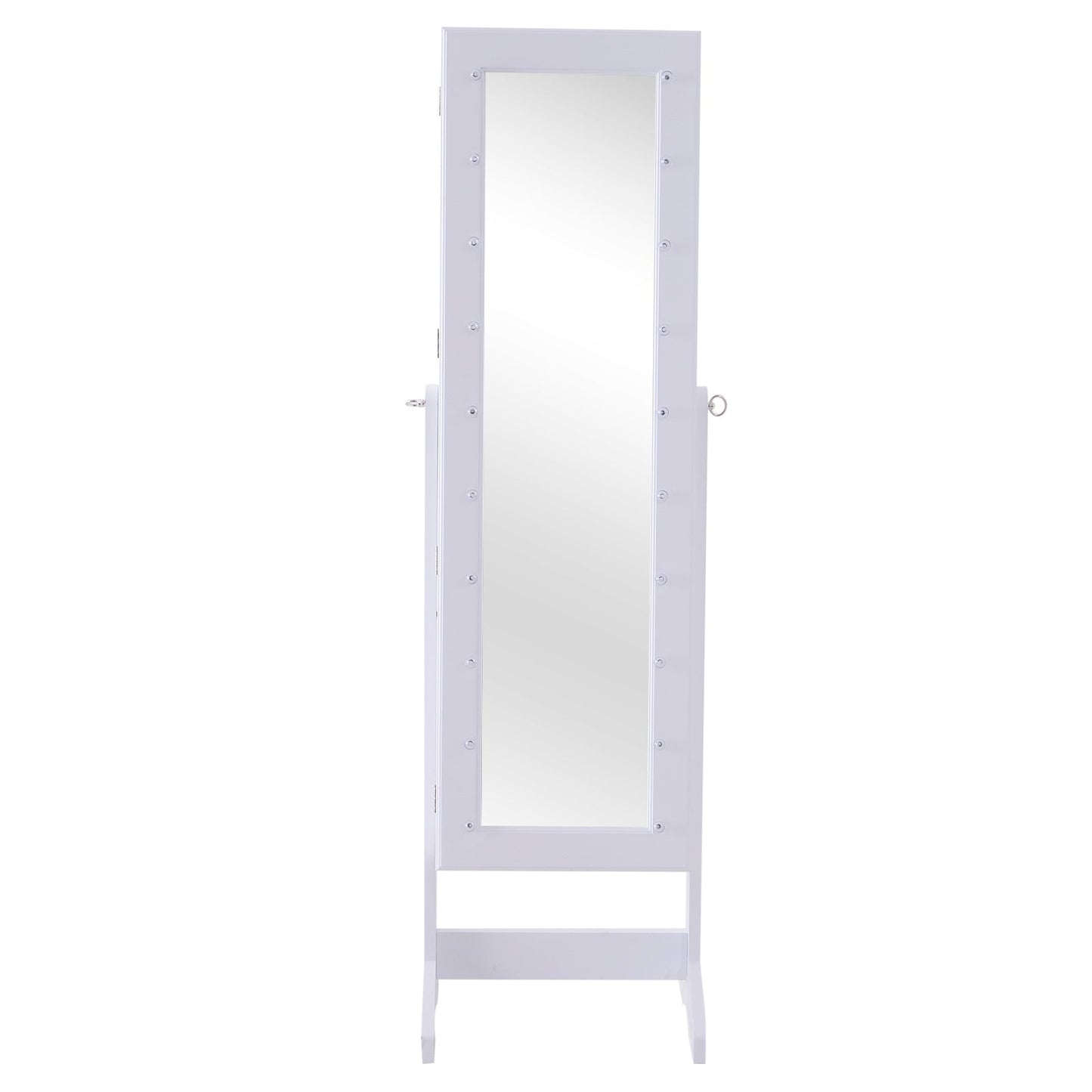 mirror jewelry wardrobe with 20 led lights, white, 40x37x146 cm - Borgè