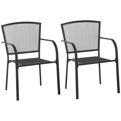 Outsunny set 2 metal garden chairs, for courtyard, patio and terrace, black - Borgè