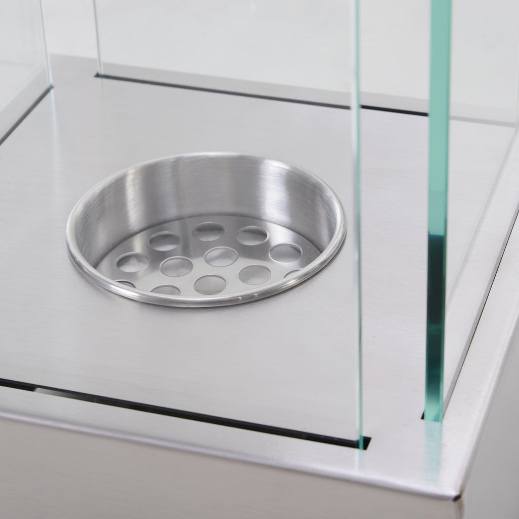 Homcom Biocamino in steel and glass for interior and exterior - gray - Borgè