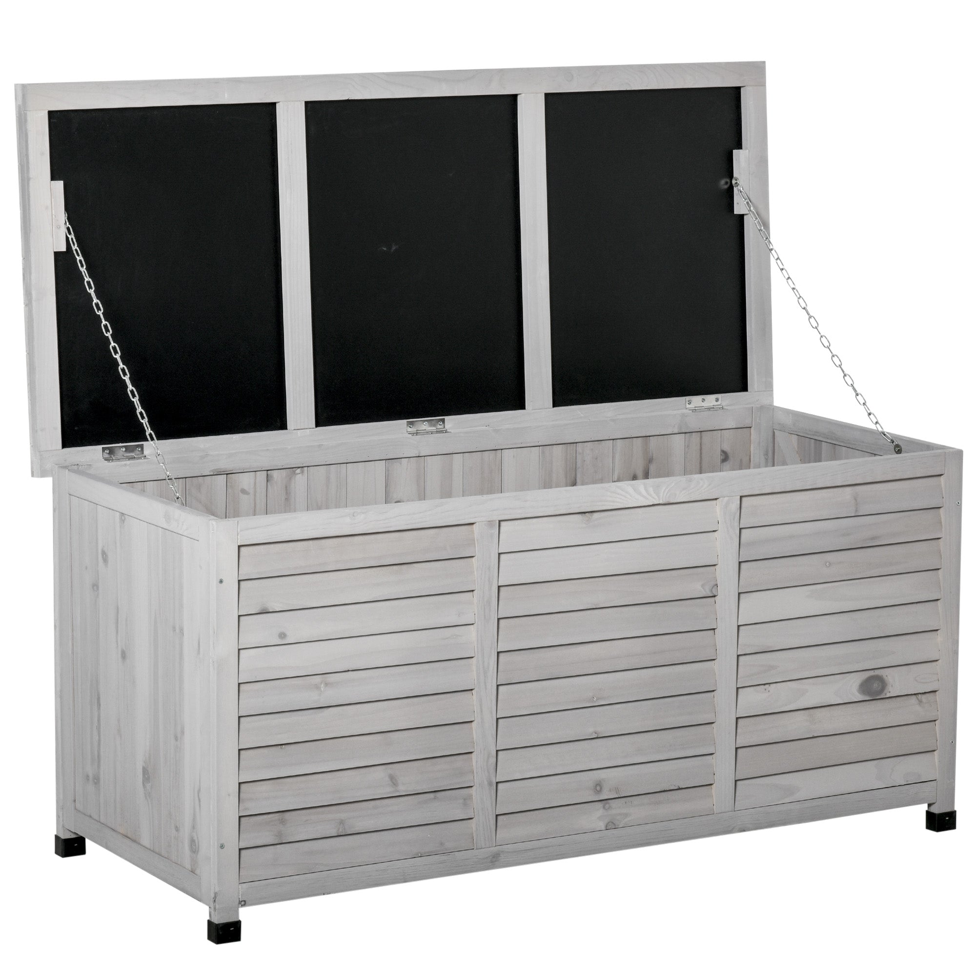 Fir Wood Storage Bench, Outdoor Chest with Non-Slip Feet 127x56x60cm, Grey - Borge' Group Limited