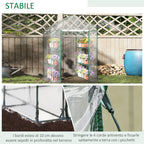 Outdoor Garden Greenhouse in Transparent PVC, Balcony Greenhouse with Shelves for Plants and Vegetables 1.43 x 1.43 x 1.95m - Borge' Group Limited