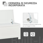 Bench Multipurpose Wooden Wooden Container MDF Opening with Safety Block, 81x40x46cm, White - Borgè