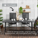 Folding Garden Table for 6 People in Steel and HDPE, 180x75.5x73cm, Dark Grey - Borge' Group Limited