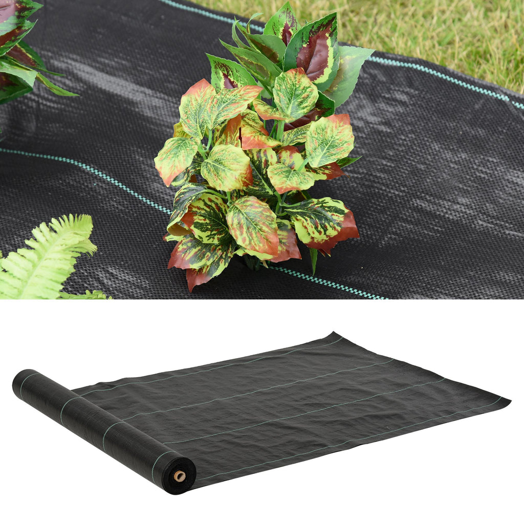 Outsunny 50x1m PP Draining and Breathable Mulch Sheet for Vegetable Garden, Greenhouse and Garden, Black - Borgè