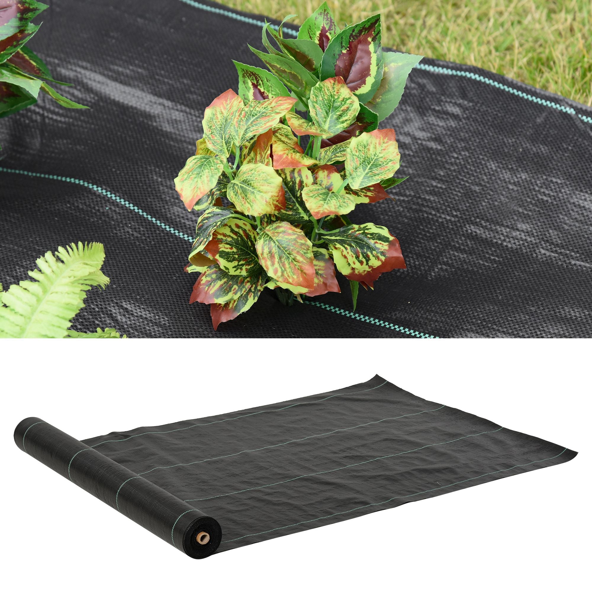 Outsunny 50x1m PP Draining and Breathable Mulch Sheet for Vegetable Garden, Greenhouse and Garden, Black - Borgè