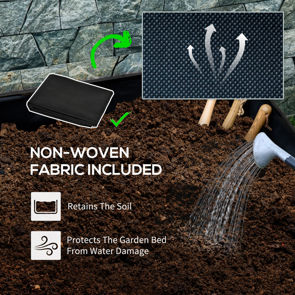 Outsunny garden flock with drainage hole and wheels, in fir wood, 89x48x47 cm, black - Borgè