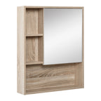 kleankin mirror cabinet for bathroom with adjustable shelf oak wall mounting - Borgè
