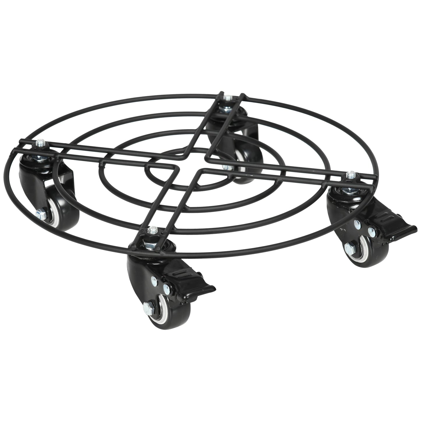 Outsunny sauering cart with Ø30cm metal wheels with swivel wheels and brake, black