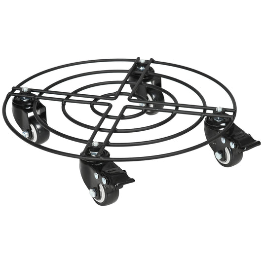 Outsunny sauering cart with Ø30cm metal wheels with swivel wheels and brake, black - Borgè