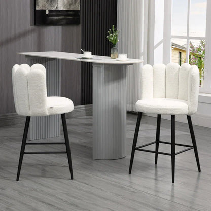 SOFTY | Ivory Set of 2 Kitchen Stools Set | 52x53x93 cm - Borgè