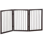 Portable 3 Section Dog Gate Pet Gate Foldable Safety Divider, 160x1.2x76cm, Brown - Borge' Group Limited