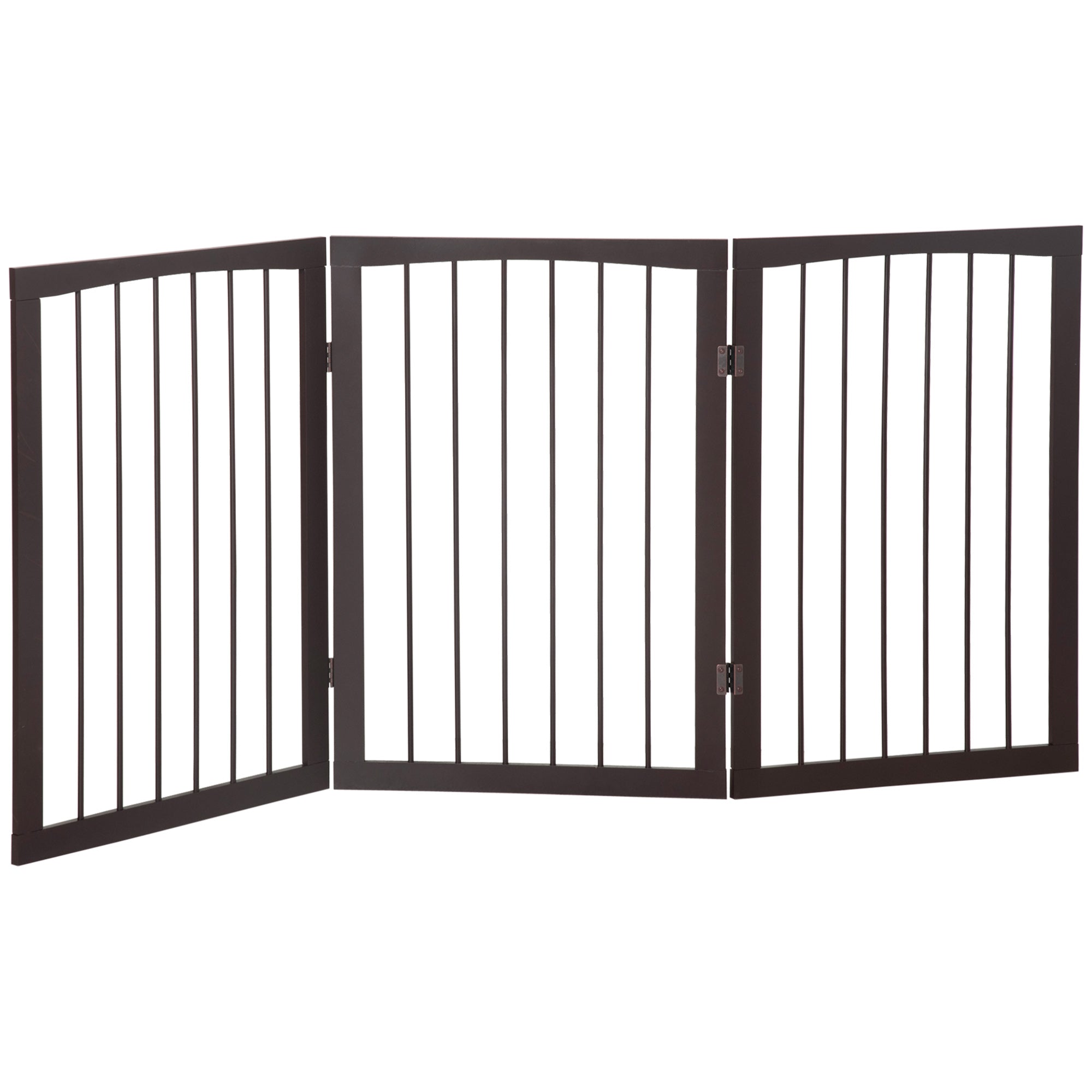Portable 3 Section Dog Gate Pet Gate Foldable Safety Divider, 160x1.2x76cm, Brown - Borge' Group Limited