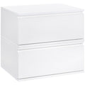 bedside table set 2 pieces with drawer and design suspended in chipboard and mdf, 49x38x23 cm, white - Borgè