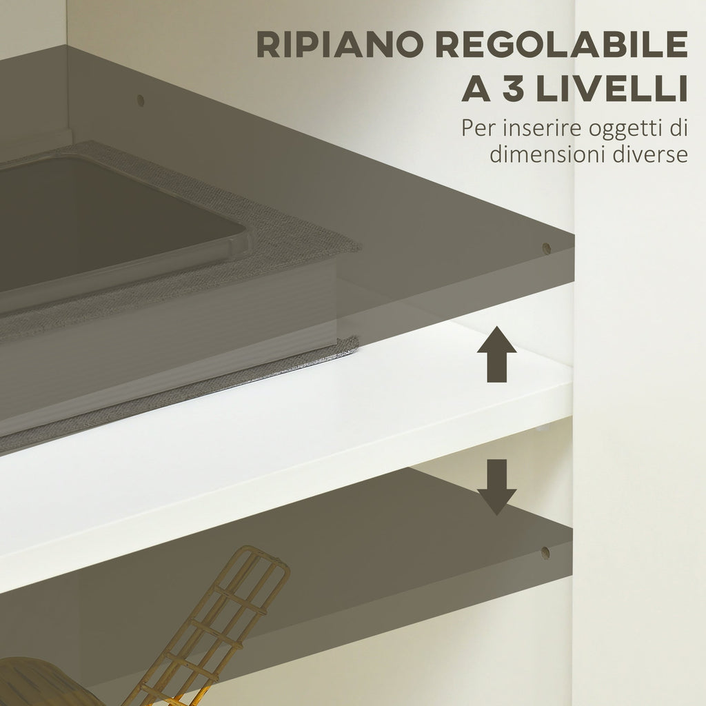 Homcom Multiuse mobile with 2 levels in chipboard and adjustable shelf, 80x37x75cm - Borgè
