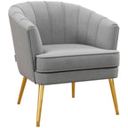 Homcom velvet armchair with golden legs in polyester and steel legs, 71x72x75cm, gray - Borgè