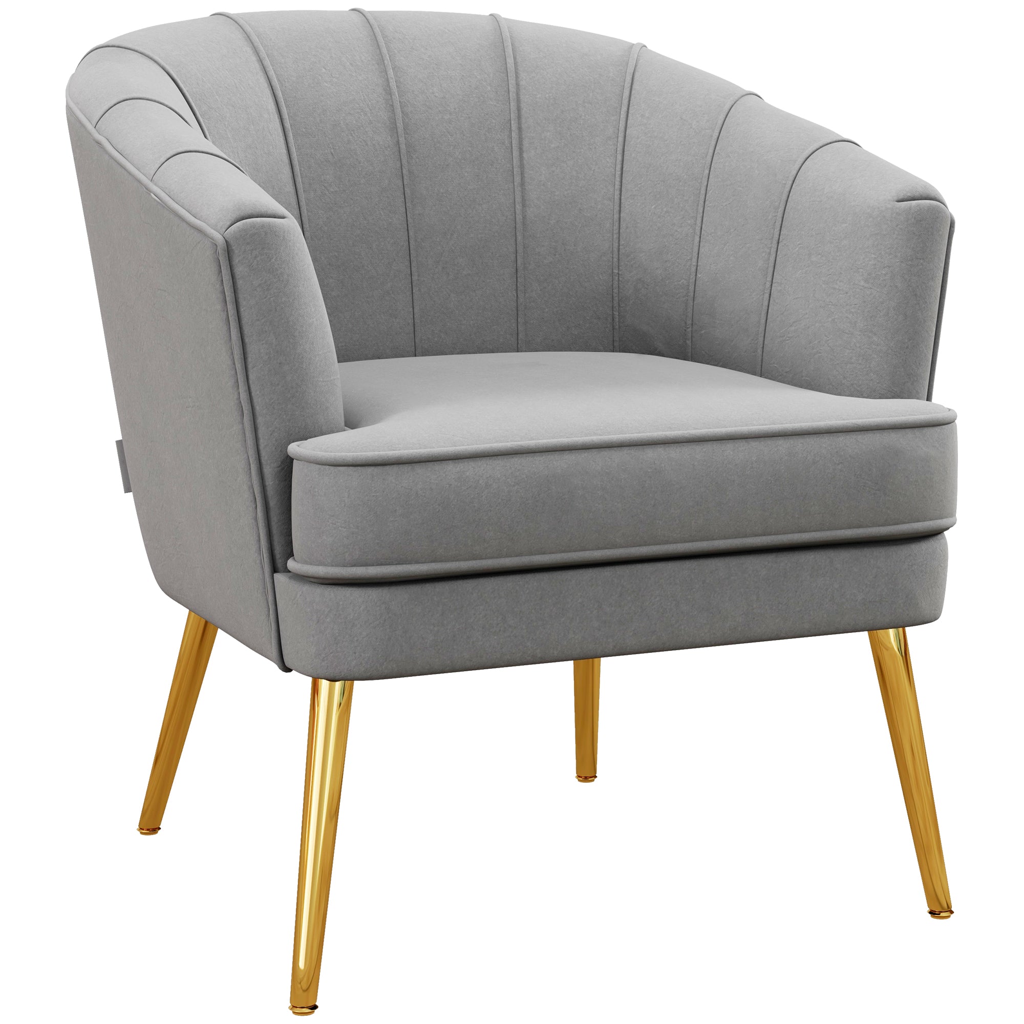 Homcom velvet armchair with golden legs in polyester and steel legs, 71x72x75cm, gray - Borgè