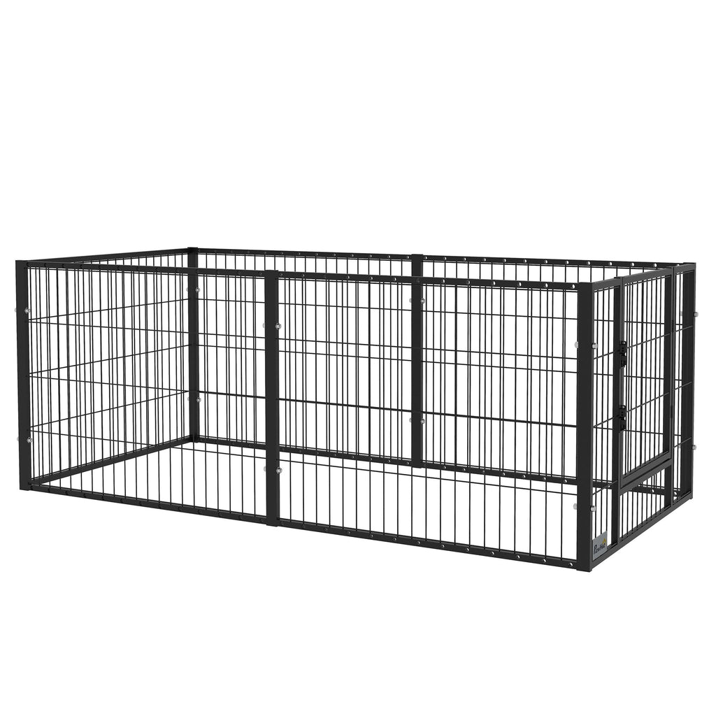 Small Dog Playpen with 6 Panels for Indoor and Outdoor Use, 82.5-150x79x61cm Metal - Borge' Group Limited