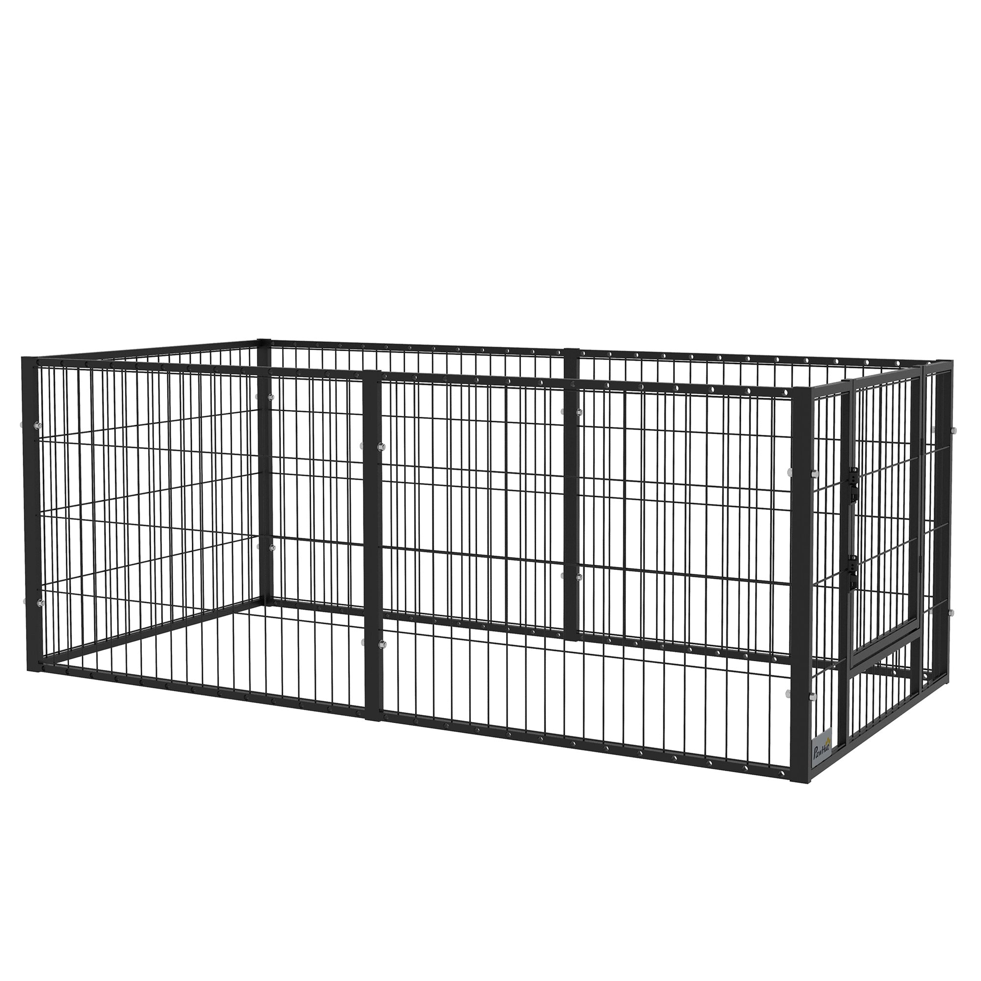 Small Dog Playpen with 6 Panels for Indoor and Outdoor Use, 82.5-150x79x61cm Metal - Borge' Group Limited