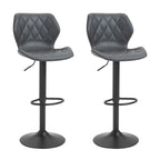 Grey set of 2 high-room bar stools with adjustable height, swivel kitchen stools with back and footrest, 44x50.5x90-110cm - Borgè