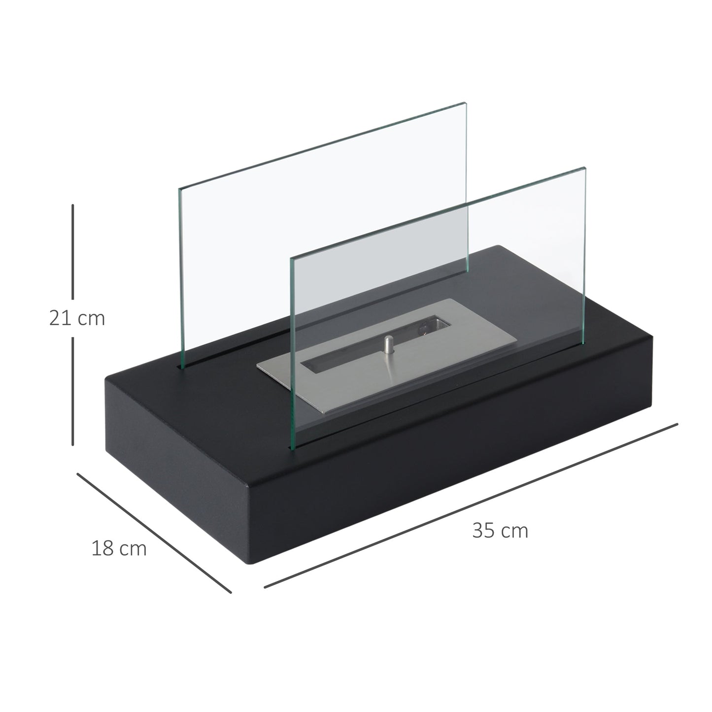 Homcom Bioethanol fireplace in steel tank 0.5L, 35x18x21cm