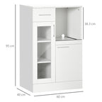 Modern Credenza With lockers and drawer, wooden saving kitchen and glass 60x40x95cm, white - Borgè