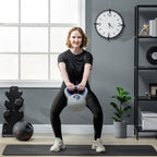 Kettlebell 12kg in PU and Sand with Flat Base and Handle for Deadlifts, Squats and Lifts, 24x17x28 cm, Blue - Borge' Group Limited