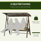 3 Seater Steel Garden Swing with Tilting Canopy and Cushions, 208x120x174 cm - Borge' Group Limited